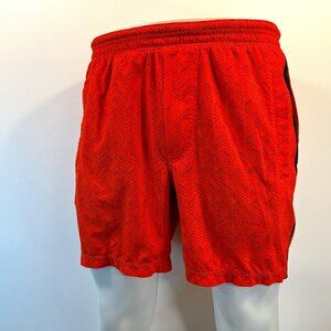 Lululemon Men's Orange Herringbone Pace Breaker Shorts - Size Medium